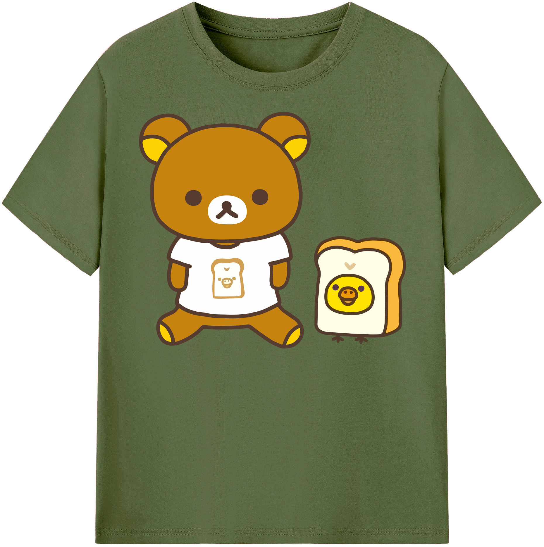 （画像用） リラックマ リラックマ キイロイトリ Rilakkuma Korilakkuma Kiiroitori 綿100％半袖Tシャツ（フロントプリント）